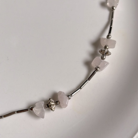Vintage Sterling silver and pink Quartz necklace - Picture 4 of 4